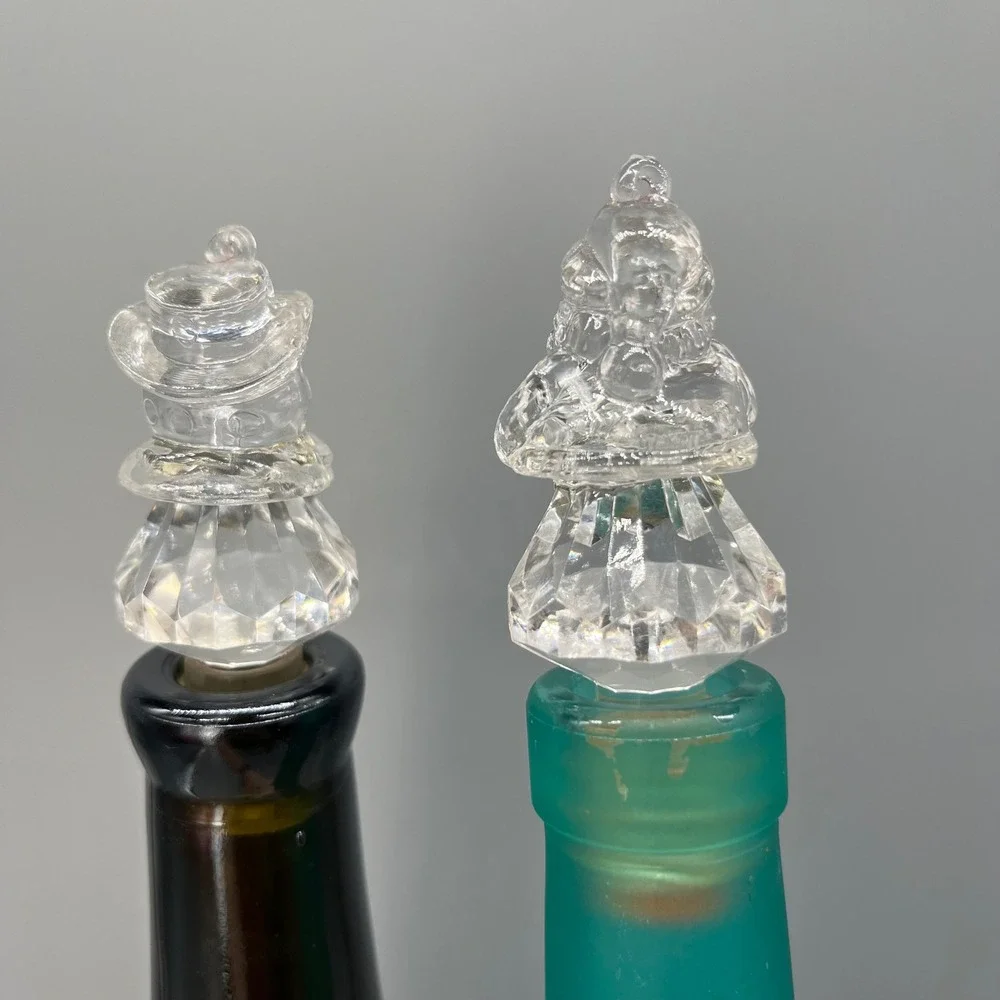 Vintage‎ Christmas Wine Bottle Stoppers - Santa & Snowman Decorative Barware Set